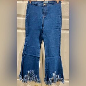 She + Sky Flared Jeans - Size Medium Juniors - 28” Waist Shredded hem